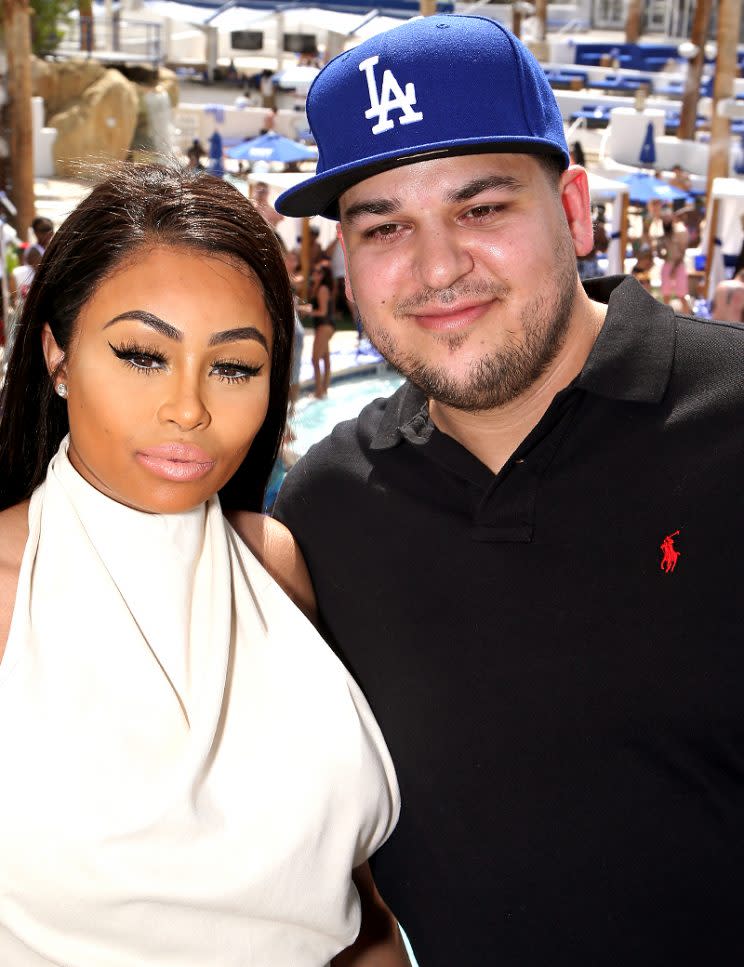 Blac Chyna (L) and television personality Rob Kardashian attend the Sky Beach Club at the Tropicana Las Vegas on May 28, 2016 in Las Vegas, Nevada.