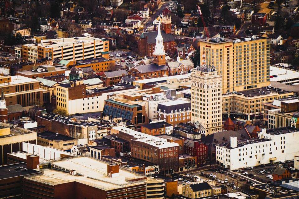 An aerial view of Lancaster City in Lancaster County, Pennsylvania. OgilMogul, CC BY-SA 4.0 , via Wikimedia Commons/Wikimedia Commons