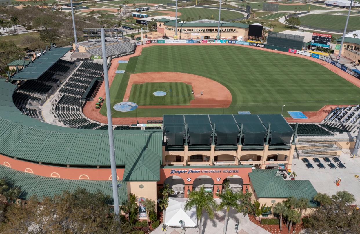 Roger Dean Stadium is the spring training home of the St. Louis Cardinals and the Miami Marlins.