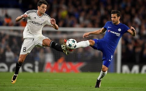 Cesc Fabregas in action against Qarabag - Credit: ACTION IMAGES