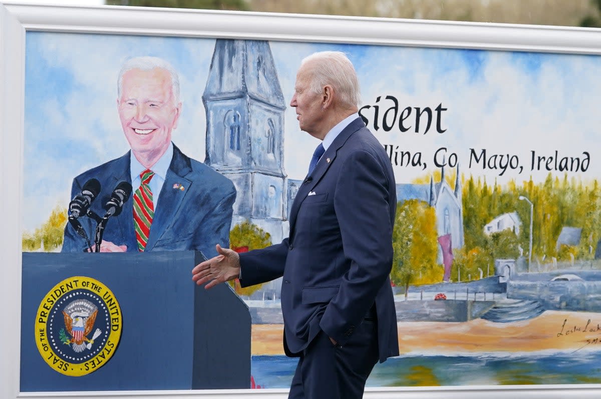 Biden was warmly received in County Mayo on Friday (REUTERS)