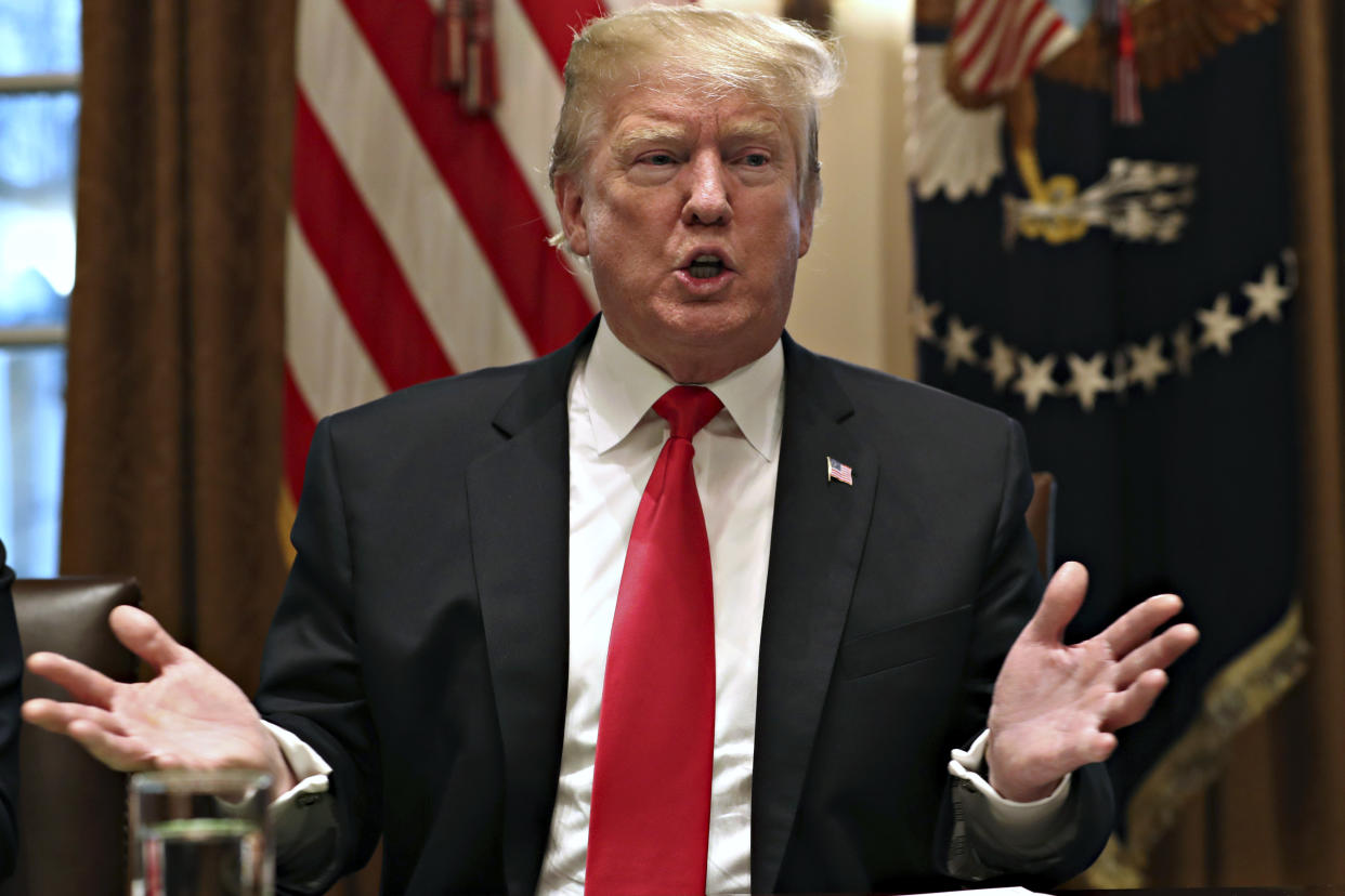 President Trump speaks in the Cabinet Room on Thursday. (Photo: Jacquelyn Martin/AP)