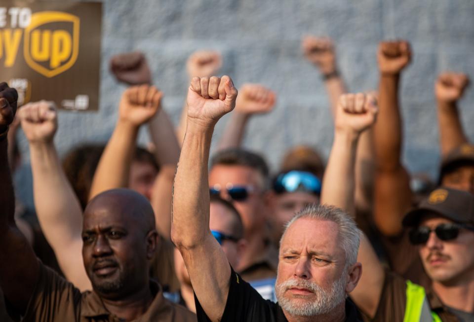 UPS workers rallied in front of the UPS Centennial Hub ahead of a potential strike on August 1st. July 18, 2023 