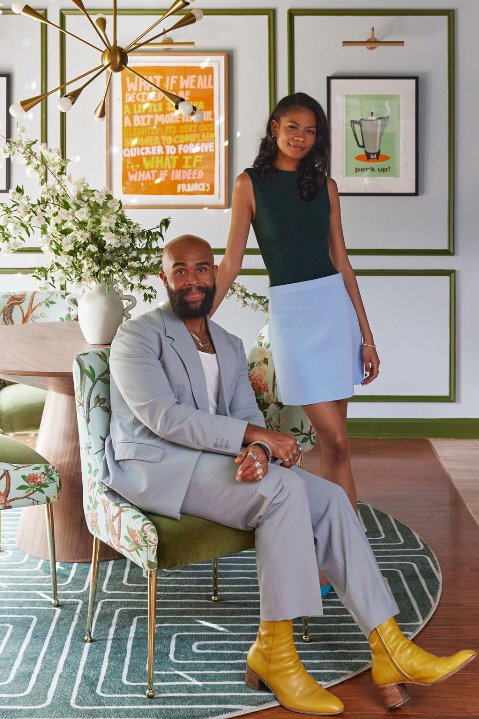 David (left) and in-house designer and project manager Jurnee Kelley in the colorful Memphis home.