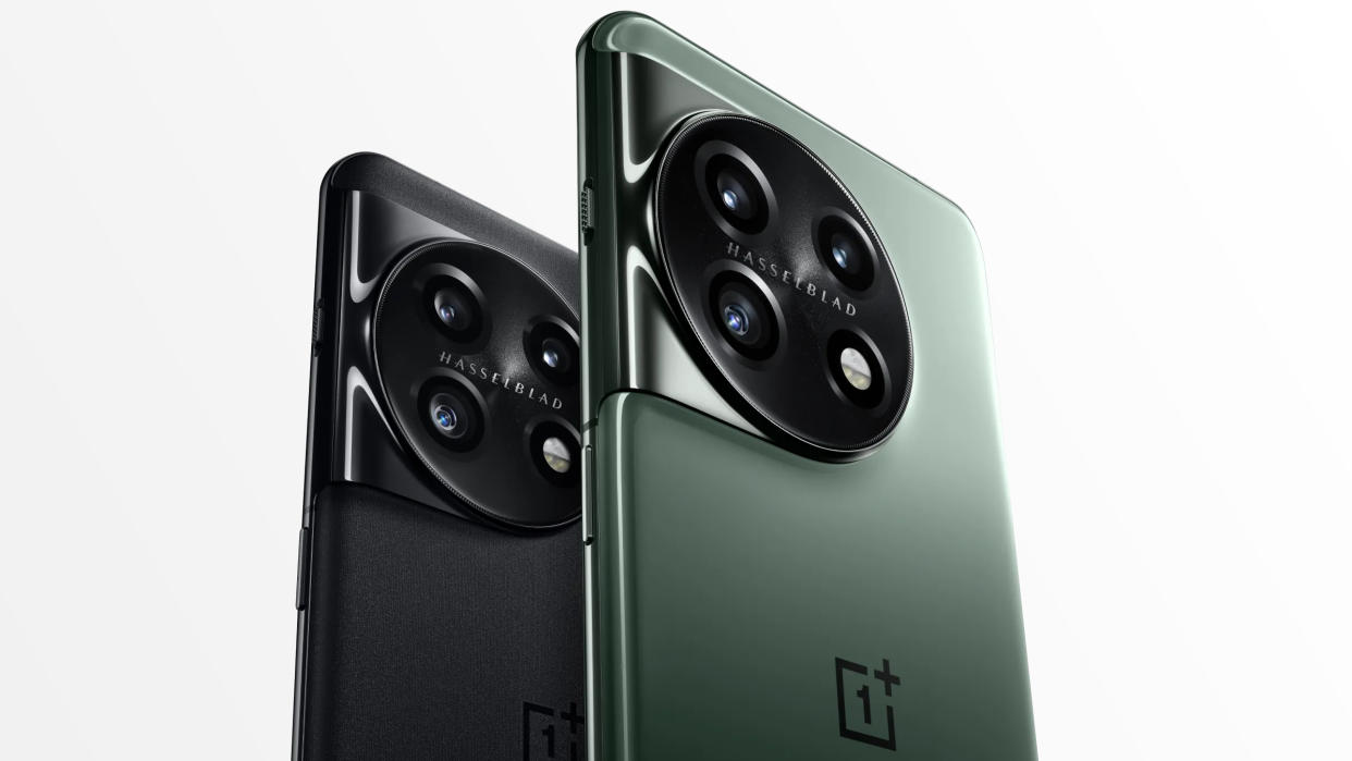  Close-up of camera block on back of OnePlus 11. 