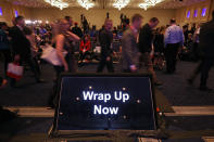 <p>A monitor with instruction for speakers sits in front of the stage during the Conservative Political Action Conference at the Gaylord National Resort and Convention Center, Feb. 23, 2018 in National Harbor, Md. (Photo: Chip Somodevilla/Getty Images) </p>