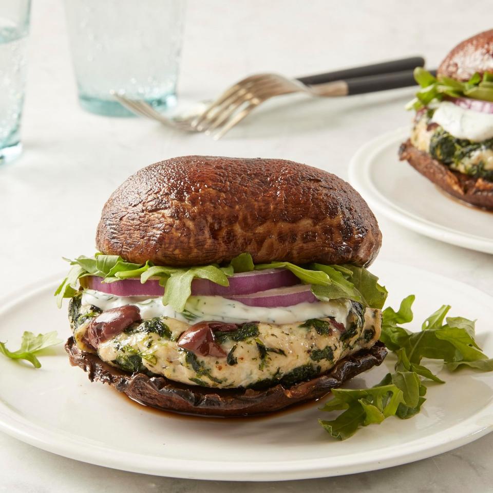 Greek Turkey Burgers with Portobello "Buns"