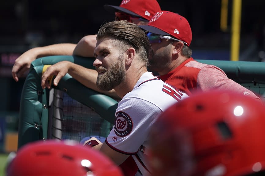 Bryce Harper and the Nationals have no answers after being shut out for third straight game. (AP)