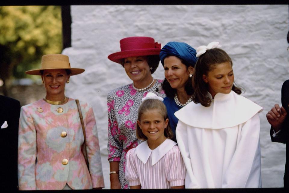 <p>A young Princess Madeleine joined her family to mark the confirmation of her older sister, Crown Princess Victoria, in 1992.</p>