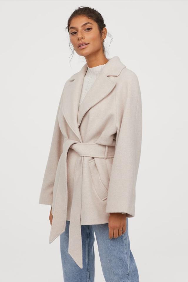 Italian Wool Mix Wrap Belted Short Coat