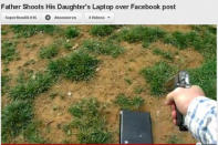 <b>Wut über Facebook-Eintrag: Mann schießt Laptop zusammen </b> <br> <br> "Das hier ist Dein Laptop; das hier ist mein Kaliber .45" – mit diesem Satz in einem Youtube-Video kündigte ein aufgebrachter Vater aus North Carolina seiner Tochter seine drastische Erziehungsmaßnahme an. Hintergrund dieser Drohung war ein Facebook-Eintrag der 15-Jährigen, in dem sie sich über ihre täglichen Hausarbeiten beklagt hat. <br><br> Bei einer Drohung sollte es in diesem Video dann jedoch nicht bleiben: Als Reaktion auf ihren Post schießt der aufgebrachte Vater gezielt den Laptop seiner Tochter kaputt. <a href="http://de.nachrichten.yahoo.com/wut-%C3%BCber-facebook-eintrag-mann-schie%C3%9Ft-laptop-zusammen-081115677.html" data-ylk="slk:Hier lesen Sie die komplette Geschichte;elm:context_link;itc:0;sec:content-canvas;outcm:mb_qualified_link;_E:mb_qualified_link;ct:story;" class="link  yahoo-link">Hier lesen Sie die komplette Geschichte</a> (Bild: Screenshot youtube)