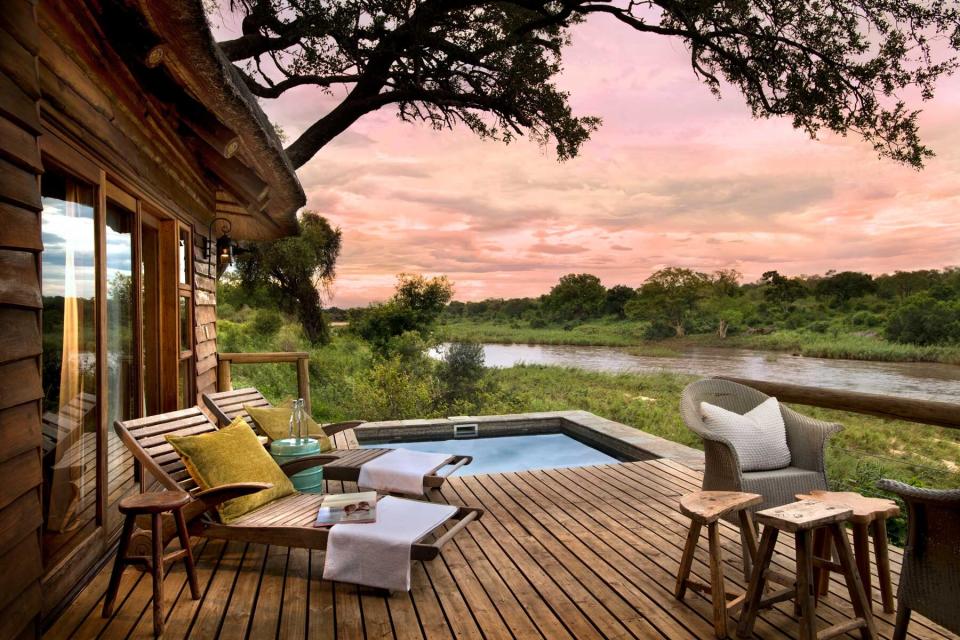 Deck and plunge pool at the Lion Sands Game Reserve in South Africa