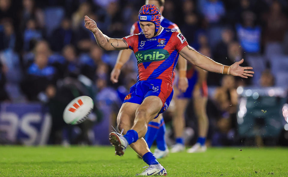 Kalyn Ponga in action for Newcastle against Cronulla.