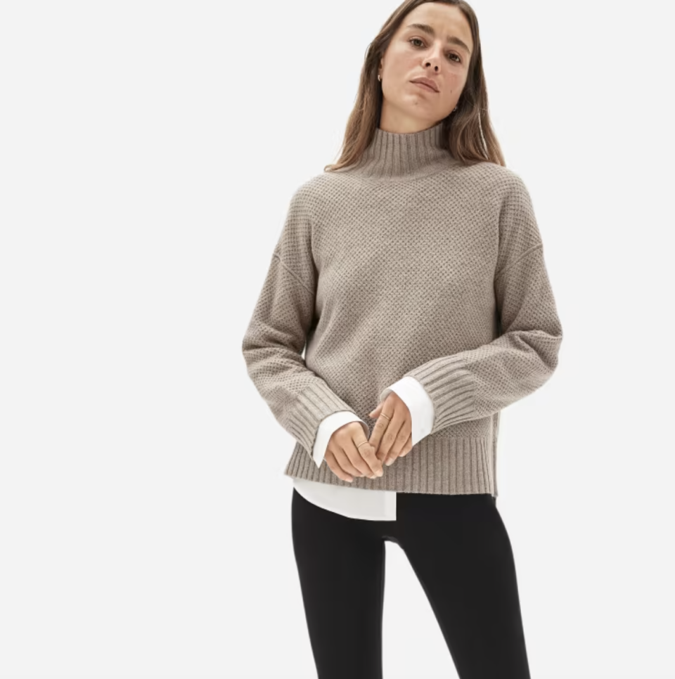 The Oversized Stroopwafel Turtleneck in ReCashmere (Photo via Everlane)