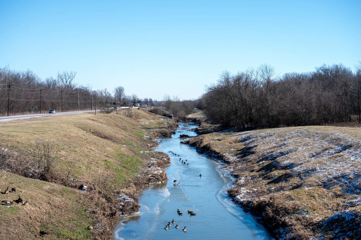 Pond Creek flows west from where the Northern Ditch joins the Southern Ditch, draining much of south Louisville. Jan. 17, 2024