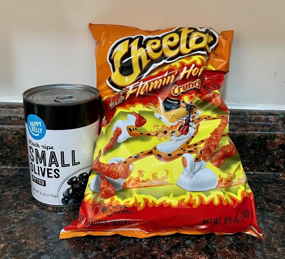 Olives and Flamin' Hot Cheetos