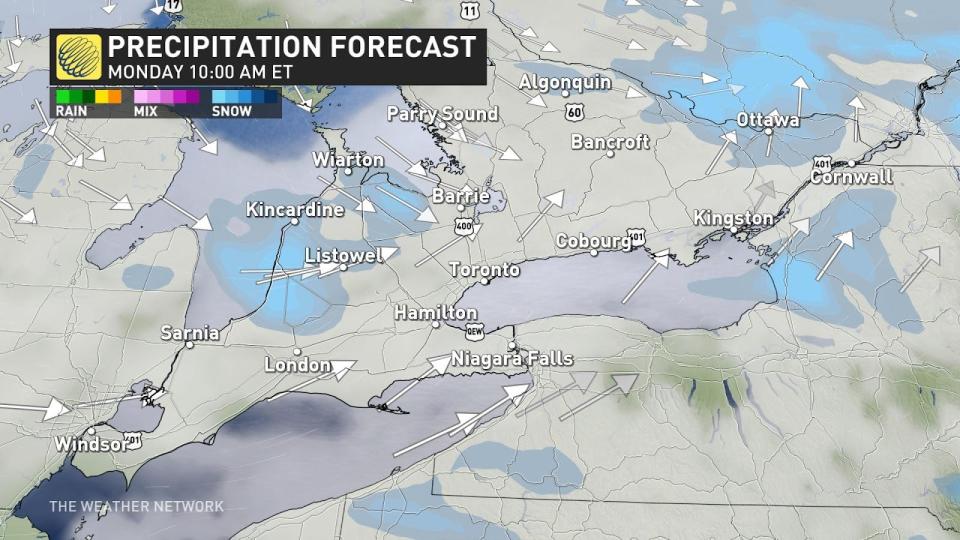 Ontario precip Mon 10am