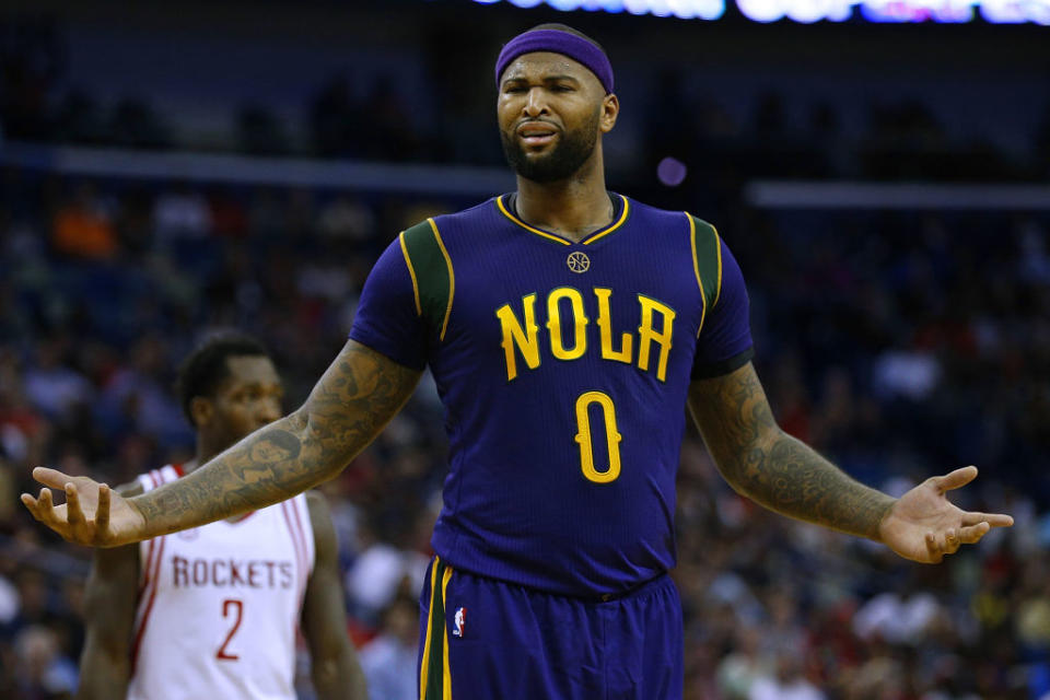 DeMarcus Cousins does not agree with Vlade Divac's call. (Getty Images)