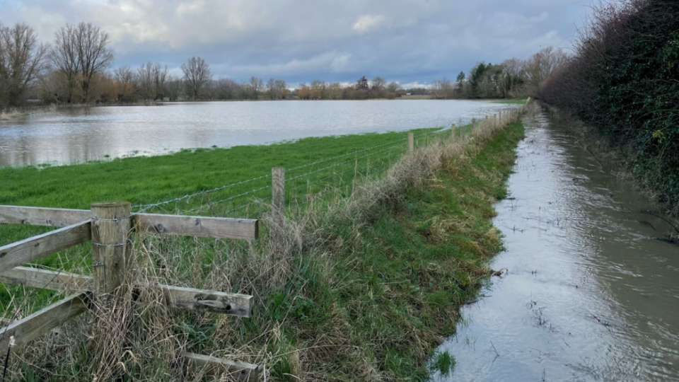 Flooded Water meadow and pathway 