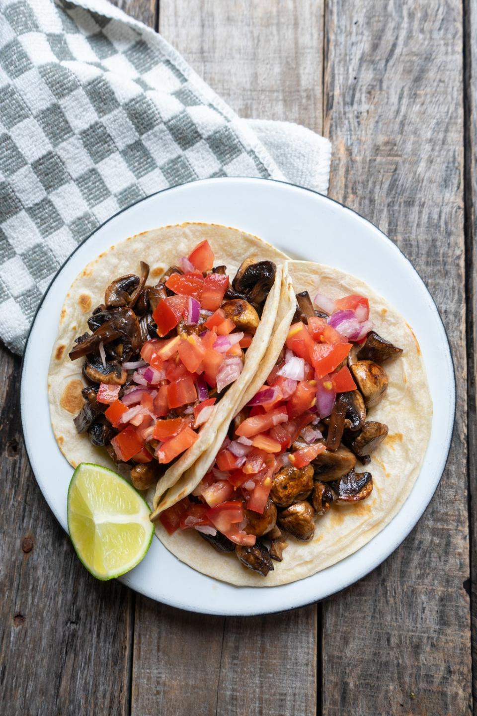 Earthy mushrooms hold their own among a red pepper relish (Getty/iStock)