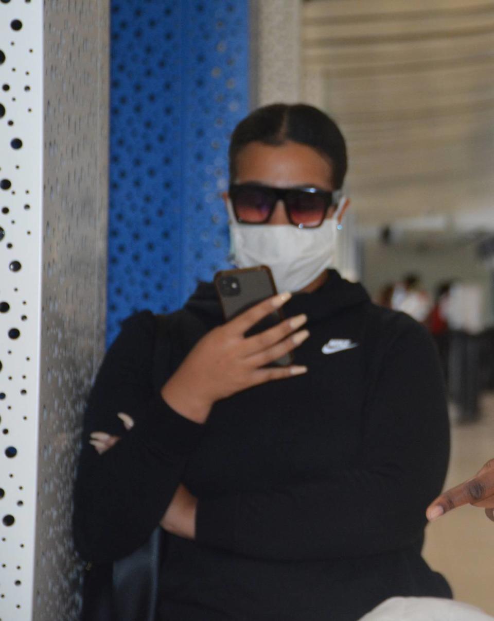 In this screen grab of a video, JetBlue Airways flight attendant Kalina Collier is preparing to depart from Jamaica. Collier’s social media post about being locked in a room after testing positive for COVID-19 spawned international controversy after many believed she was being held against her will.