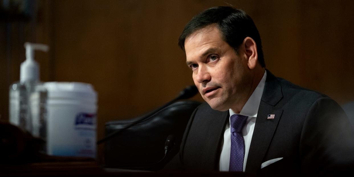 Senator Marco Rubio (R-FL) speaks during a Senate Appropriations Subcommittee hearing May 26, 2021 on Capitol Hill in Washington, D.C. The committee will hear testimony about the NIH FY22 budget and the current state of medical research.