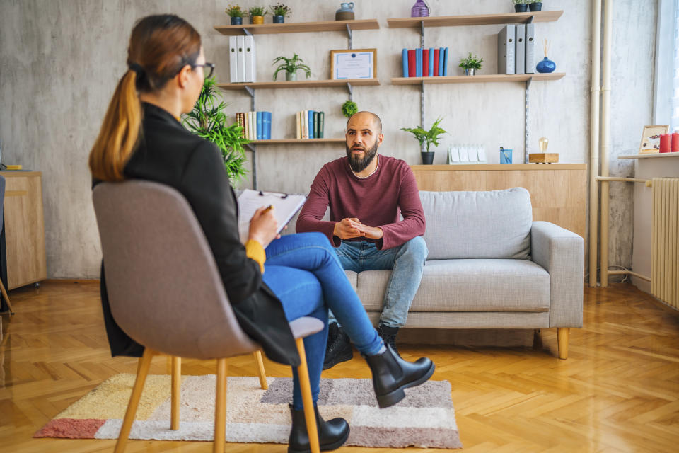 a man talking to a therapist