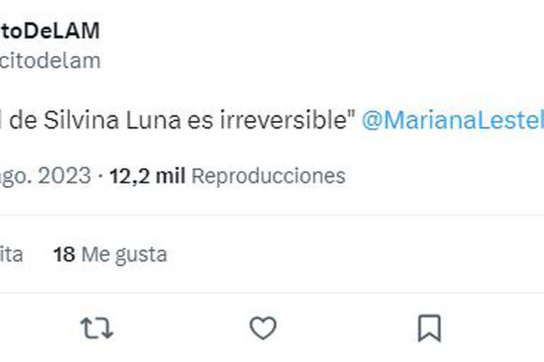 El tuit del Ejército de LAM sobre el estado de salud de Silvina Luna