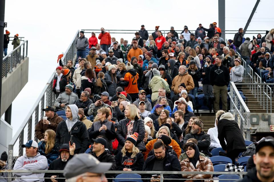Dalton High School football fans showed up in large numbers to support the Bulldogs in the Division VII state finals, Dec. 2, 2023, in Canton.