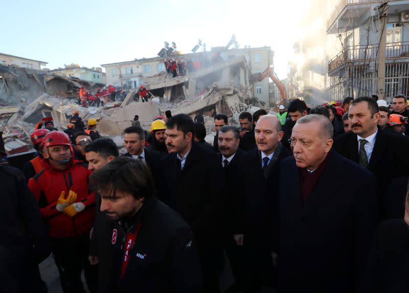 Turkish President Erdogan visits eastern city of Elazig hit by an earthquake