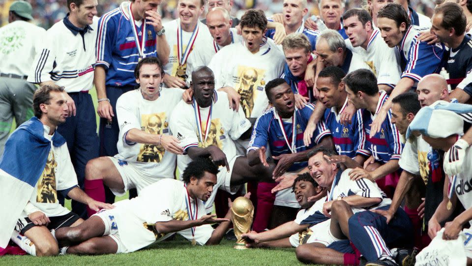 The French team celebrate their victory over Brazil in the 1998 World Cup final. - Eric Renard/Icon Sport/Getty Images
