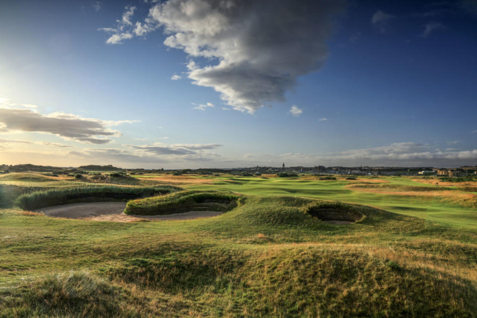 The Par-5 14th and Hell Bunker pictured at St Andrews