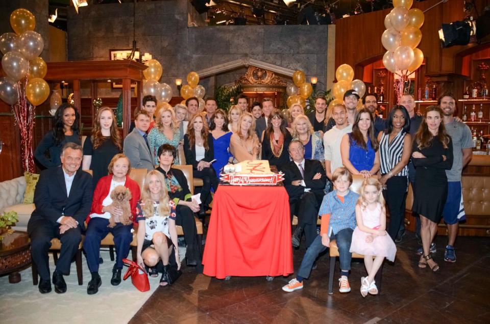The cast of "The Young and the Restless" poses for a photo at "The Young and the Restless" 41st Anniversary, on Tuesday, March 25, 2014, in Los Angeles. (Photo by Tonya Wise/Invision/AP)
