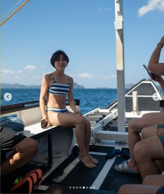 金魚腦在頻道更新赴「菲律賓愛妮島」旅遊的影片，同時也罕見在IG曬出比基尼辣照。（圖／翻攝自金魚腦IG）