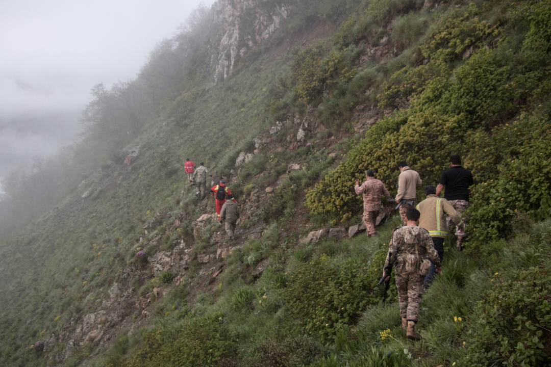 Rescue team works following a crash of a helicopter carrying Iran's President Ebrahim Raisi, in Varzaqan, East Azerbaijan Province, Iran, May 20, 2024. Stringer/WANA (West Asia News Agency) via REUTERS ATTENTION EDITORS - THIS IMAGE HAS BEEN SUPPLIED BY A THIRD PARTY.