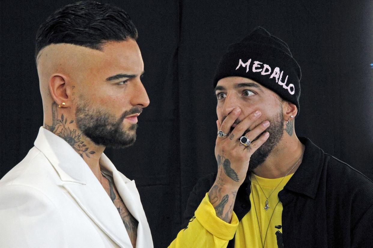 MEDELLIN, COLOMBIA - APRIL 25: Maluma reveals wax figure for Madame Tussauds Orlando at MAMM (Medellin Museum of Modern Art) on April 25, 2022 in Medellin, Colombia. The figure will remain in Medellin for two weeks and afterwards moved to Orlando. (Photo by Fredy Builes/Getty Images)