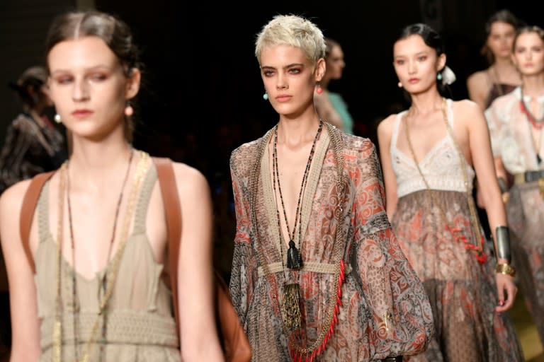 Sheer, gauzy material was everywhere you looked on the Milan runways