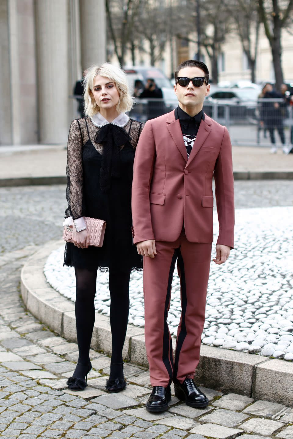 Lucy Boynton and Rami Malek at Paris Fashion Week