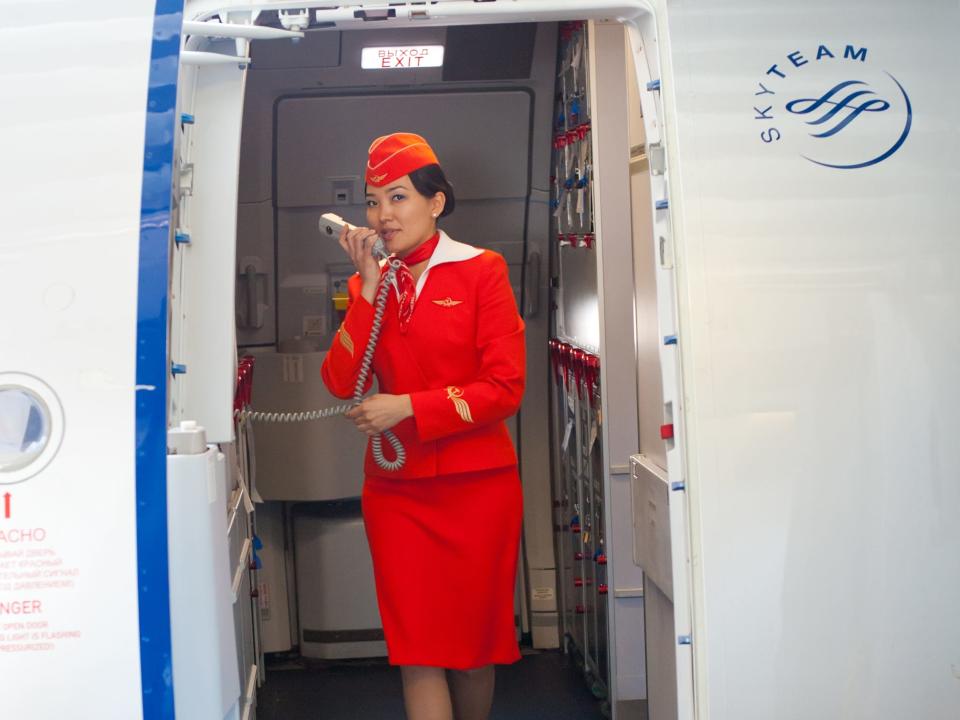 Aeroflot flight attendant announcement