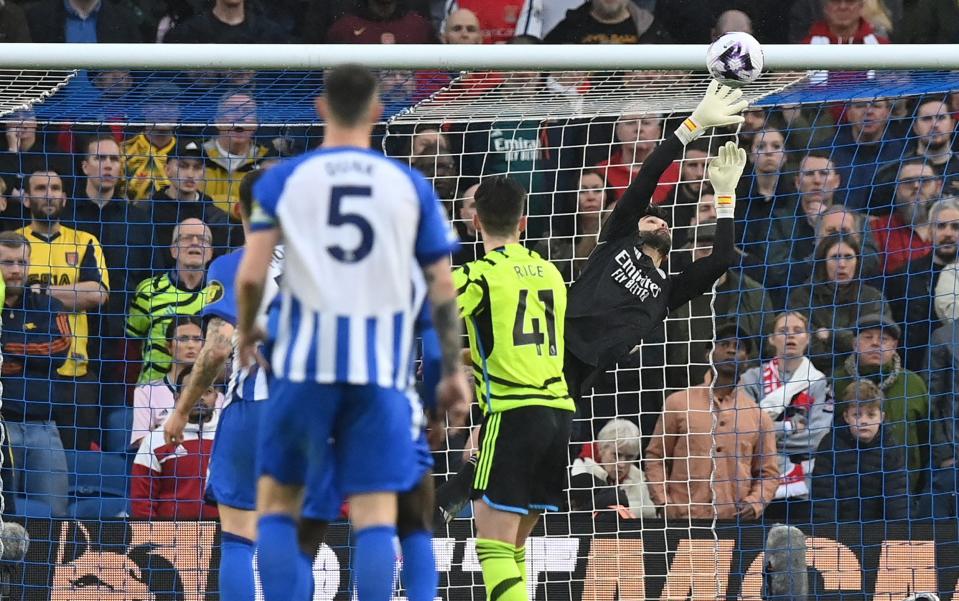 David Raya pulls off a terrific save to deny Brighton