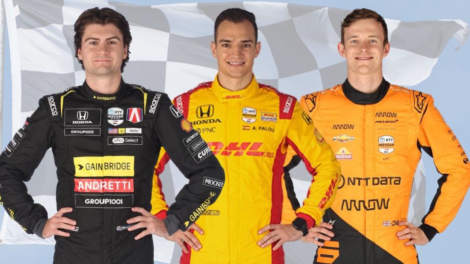 2024 Indianapolis 500 Row 5 (from left): Colton Herta, Alex Palou, Callum Ilott