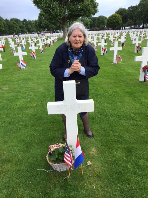 For 74 years, Mia Verkennis, has tended the grave of Pfc. Joseph Geraci, of Rochester, in her Dutch village. She recently contacted his family.