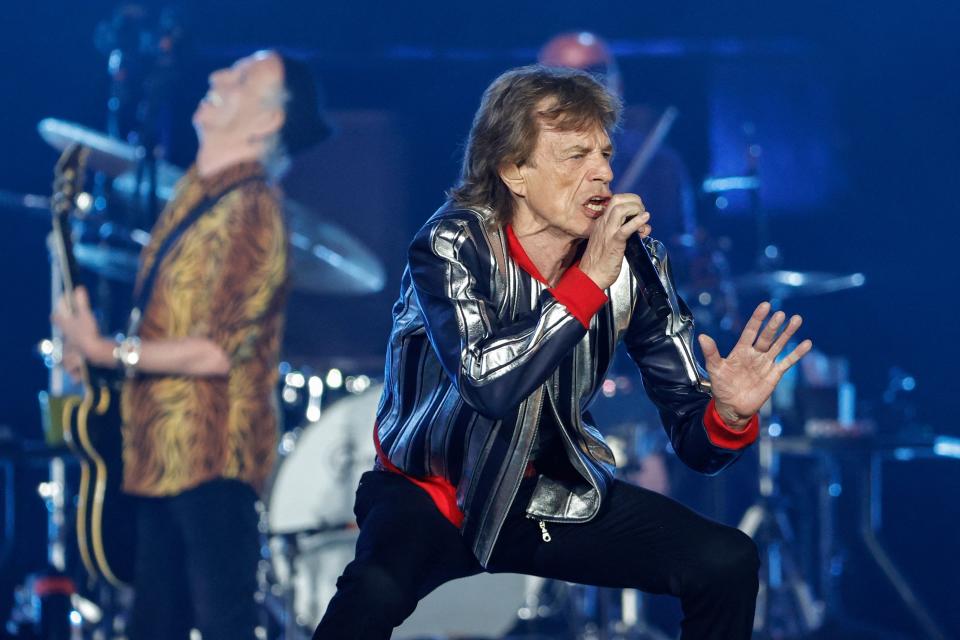 British singer Mick Jagger performs during the Rolling Stones "No Filter" 2021 North American tour at The Dome at America's Center stadium on Sept. 26, 2021 in St. Louis, Missouri. The band's second date on the tour took place Sept. 30 in Charlotte.