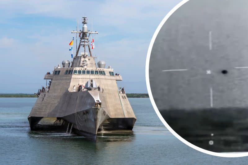 ▲美國海軍奧馬哈號（USS Omaha LCS12）在加州聖地牙哥外海拍到不明飛行物（UFO）。（圖／美聯社／達志影像／Instagram）