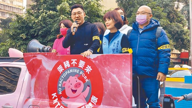 國民黨主席江啟臣說，民進黨上下沒人敢反對蔡英文開放萊豬的決定，只剩下公投一途，現在已是「小市民對大總統」之戰，唯有全民透過連署書，才能讓政府正視超過7成的反萊豬民意。（林雅惠攝）