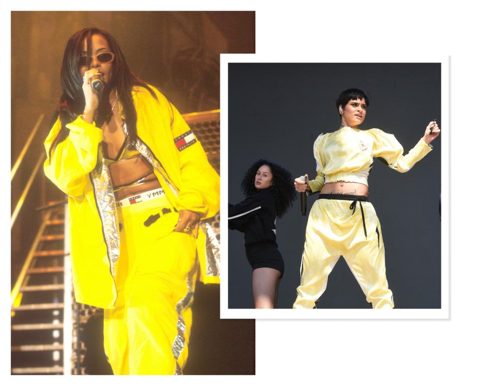 <p>Kehlani loves to play with volume and a bare midriff, and the athletic influences in her style definitely give us Aaliyah vibes. (Photos: Getty Images) </p>