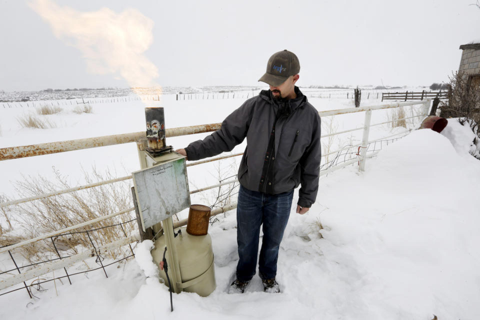 FILE - Eric Hjermstad, co-owner and director of field operations for Western Weather Consultants, adjusts the amount of silver iodide released near Breen, Colo., Jan. 15, 2016, with the hopes of increasing precipitation in a process called cloud seeing. The Southern Nevada Water Authority on Thursday, March 16, 2023, voted to accept a $2.4 million grant from the U.S. Bureau of Reclamation to fund cloud seeding in other Western states whose rivers feed the parched desert region. (Jerry McBride/The Durango Herald via AP, File)