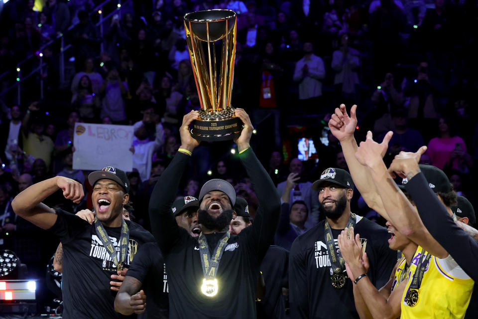 洛杉磯湖人搶下NBA季中錦標賽冠軍。（Photo by Ethan Miller/Getty Images）