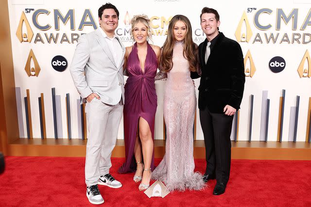 <p>Christopher Polk/Variety via Getty Images</p> Jonah and Maddie Font with Tae and Josh Kerr at the CMA Awards on Nov. 8, 2023 in Nashville
