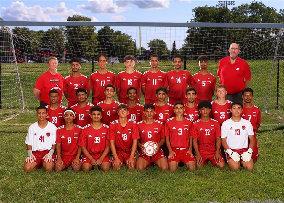 The Coldwater Cardinal soccer team, shown here in early season action, earned a share of the Interstate 8 conference title Tuesday despite a tough loss to Parma Western